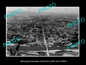 OLD LARGE HISTORIC PHOTO SHREVEPORT LOUISIANA, AERIAL VIEW OF THE TOWN c1940 3