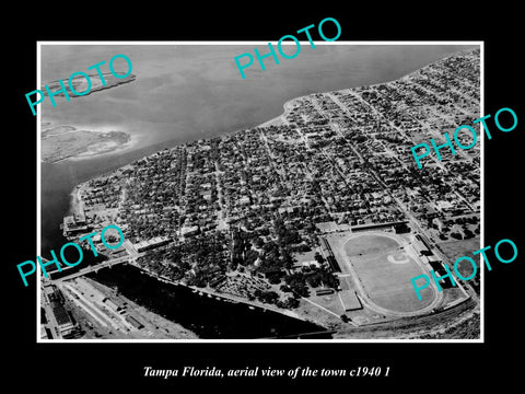 OLD LARGE HISTORIC PHOTO TAMPA FLORIDA, AERIAL VIEW OF THE TOWN c1940 2