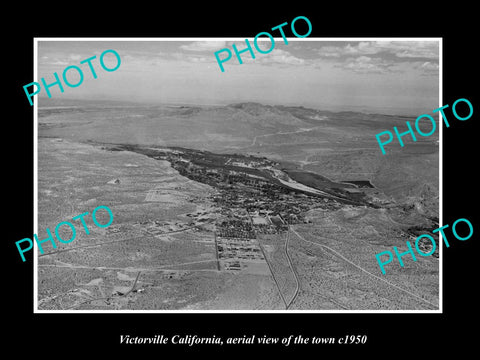 OLD LARGE HISTORIC PHOTO VICTORVILLE CALIFORNIA, AERIAL VIEW OF THE TOWN c1950