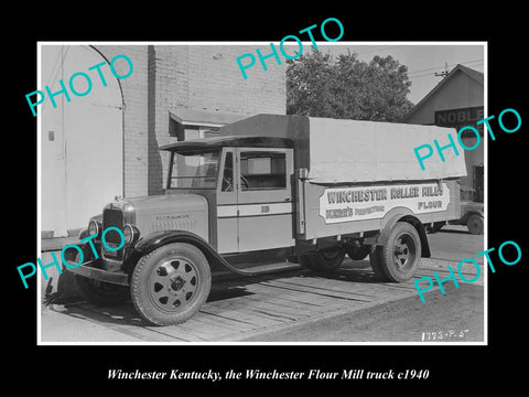 OLD LARGE HISTORIC PHOTO WINCHESTER KENTUCKY, THE FLOUR MILL TRUCK c1940