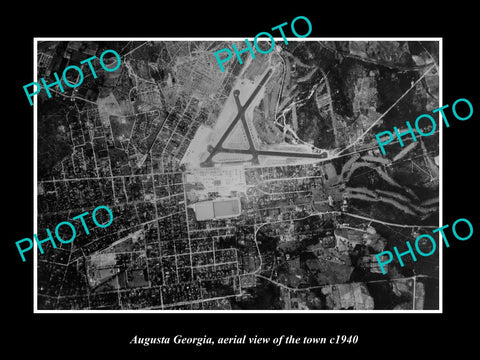 OLD LARGE HISTORIC PHOTO AUGUSTA GEORGIA, AERIAL VIEW OF THE TOWN c1940