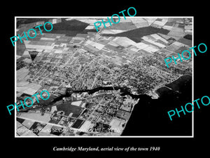 OLD LARGE HISTORIC PHOTO CAMBRIDGE MARYLAND, AERIAL VIEW OF THE TOWN c1940 2