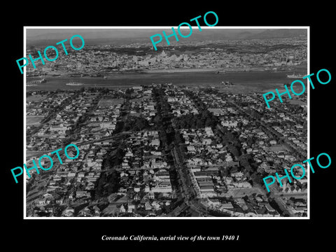 OLD LARGE HISTORIC PHOTO CORONADO CALIFORNIA, AERIAL VIEW OF THE TOWN c1940 2