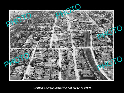 OLD LARGE HISTORIC PHOTO DALTON GEORGIA, AERIAL VIEW OF THE TOWN c1940 1