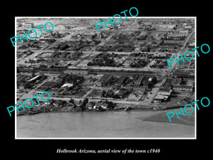 OLD LARGE HISTORIC PHOTO HOLBROOK ARIZONA, AERIAL VIEW OF THE TOWN c1940