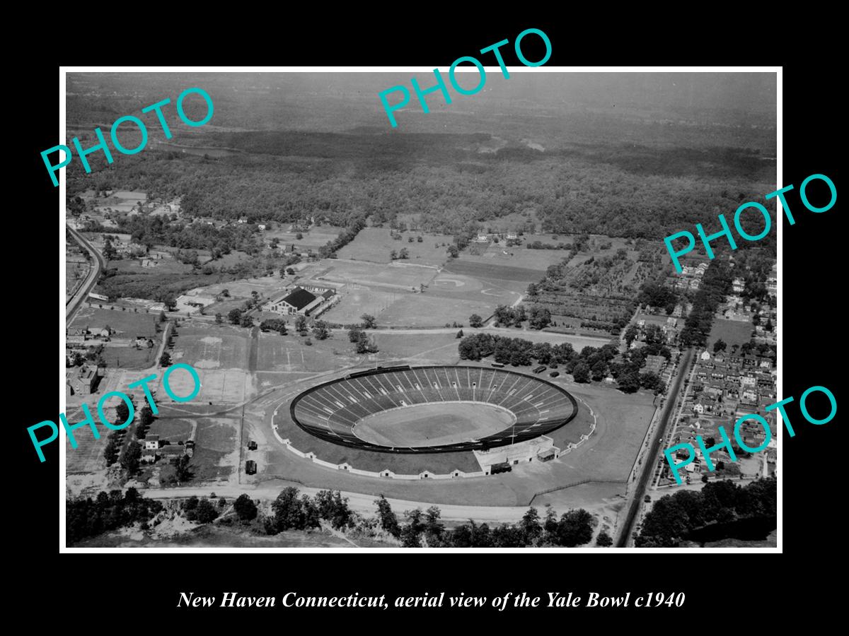 OLD LARGE HISTORIC PHOTO NEW HAVEN CONNECTICUT, AERIAL VIEW OF YALE BOWL c1940