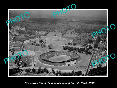 OLD LARGE HISTORIC PHOTO NEW HAVEN CONNECTICUT, AERIAL VIEW OF YALE BOWL c1940