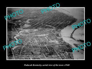 OLD LARGE HISTORIC PHOTO PADUCAH KENTUCKY, AERIAL VIEW OF THE TOWN c1940