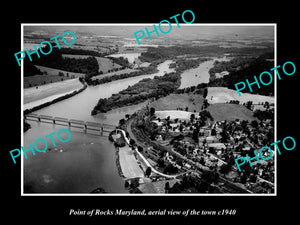 OLD LARGE HISTORIC PHOTO POINT OF ROCKS MARYLAND, AERIAL VIEW OF THE TOWN c1940