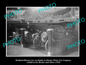 OLD LARGE HISTORIC PHOTO OF STODDARD DAYTON MOTOR CAR Co DISPLAY, c1910 BOSTON