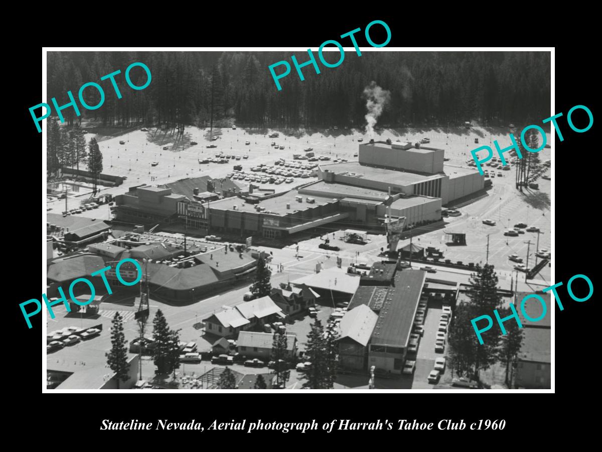 OLD LARGE HISTORIC PHOTO OF STATELINE NEVADA, VIEW OF HARRAHS CASINO c1960