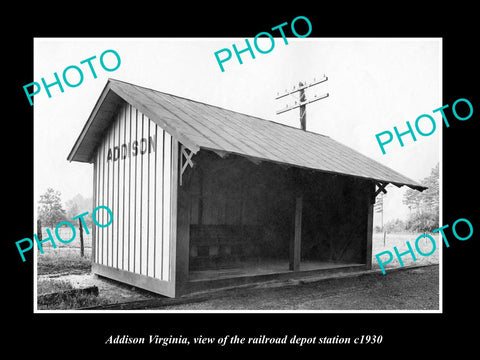 OLD LARGE HISTORIC PHOTO OF ADDISON VIRGINIA, THE RAILROAD DEPOT STATION c1930