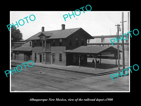 OLD LARGE HISTORIC PHOTO OF ALBUQUERQUE NEW MEXICO RAILROAD DEPOT STATION c1900