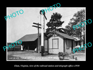 OLD LARGE HISTORIC PHOTO OF ELAM VIRGINIA, THE RAILROAD DEPOT & TELEGRAPH c1930