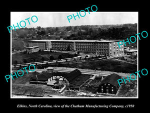 OLD LARGE HISTORIC PHOTO OF ELKINS NORTH CAROLINA, THE CHATHAM Man Co PLANT 1950