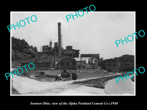 OLD LARGE HISTORIC PHOTO OF IRONTON OHIO, VIEW OF THE ALPHA CEMENT PLANT c1940