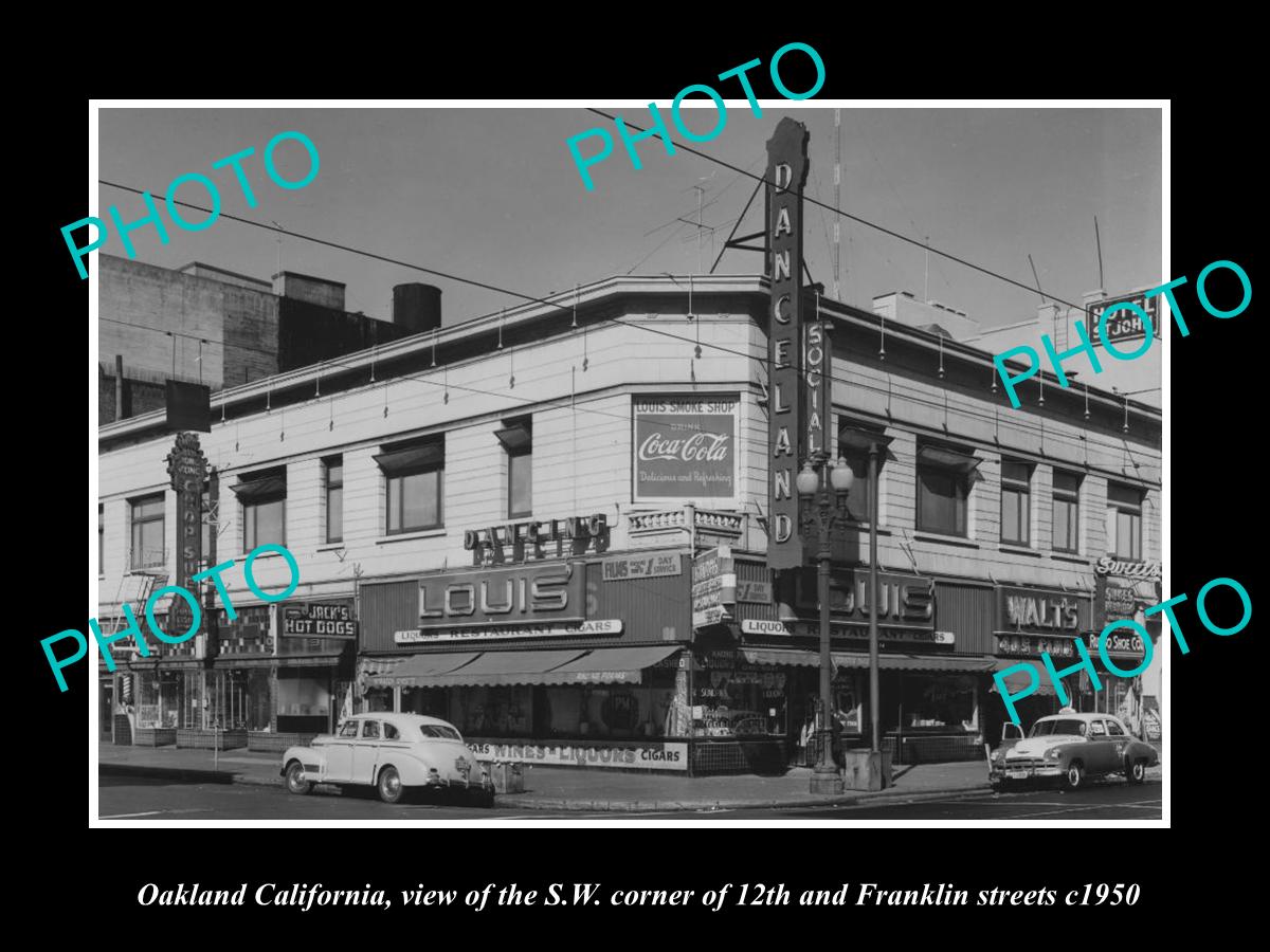 OLD LARGE HISTORIC PHOTO OF OAKLAND CALIFORNIA, VIEW OF FRANKLIN STREET c1950