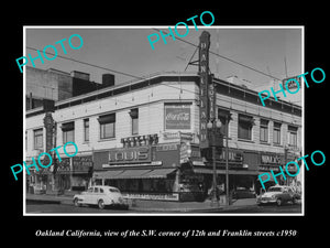 OLD LARGE HISTORIC PHOTO OF OAKLAND CALIFORNIA, VIEW OF FRANKLIN STREET c1950