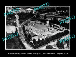 OLD LARGE HISTORIC PHOTO OF WINSTON SALEM NORTH CAROLINA, THE BLANKET Co c1940