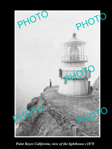 OLD LARGE HISTORIC PHOTO OF POINT REYES CALIFORNIA, VIEW OF THE LIGHTHOUSE c1870