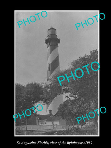 OLD LARGE HISTORIC PHOTO OF St AUGUSTINE FLORIDA, VIEW OF THE LIGHTHOUSE c1930