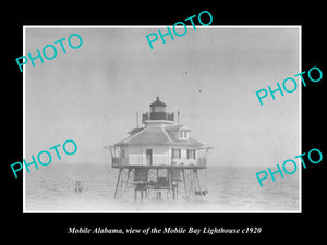 OLD LARGE HISTORIC PHOTO OF MOBILE ALABAMA, THE MOBILE BAY LIGHTHOUSE c1920