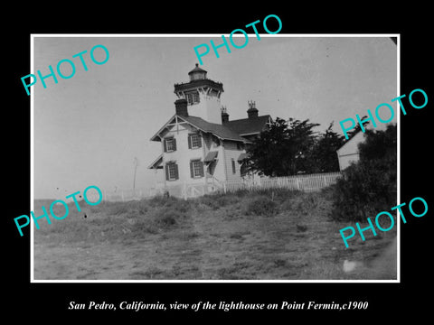 OLD LARGE HISTORIC PHOTO OF SAN PEDRO CALIFORNIA, POINT FERMIN LIGHTHOUSE c1900