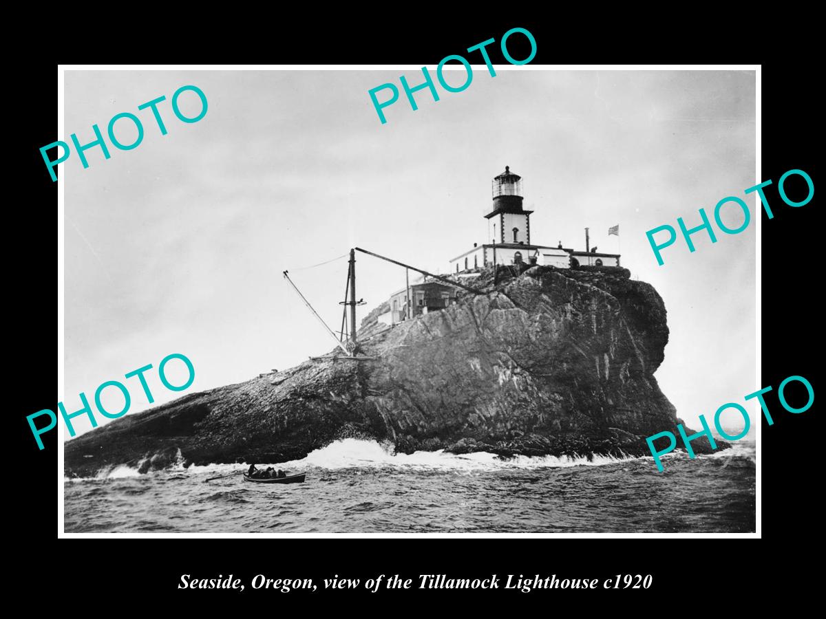 OLD LARGE HISTORIC PHOTO OF SEASIDE OREGON VIEW OF THE TILLAMOCK LIGHTHOUSE 1920