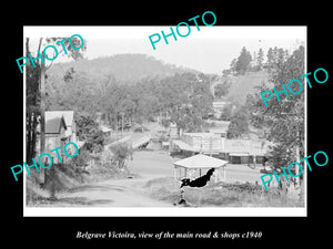 OLD LARGE HISTORIC PHOTO OF BELGRAVE VICTORIA, VIEW OF MAIN ROAD & SHOPS c1940