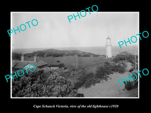 OLD LARGE HISTORIC PHOTO OF CAPE SCHANCK VICTORIA, VIEW OF THE LIGHTHOUSE c1920