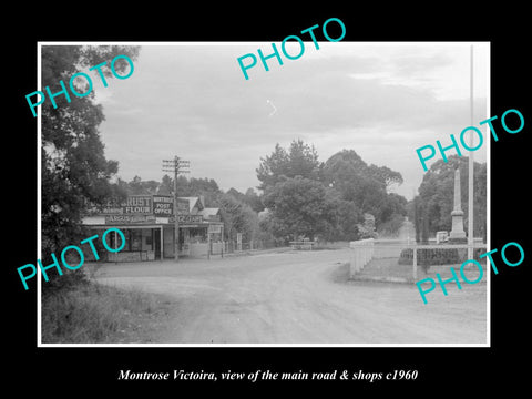 OLD LARGE HISTORIC PHOTO OF MONTROSE VICTORIA, VIEW OF MAIN ROAD & SHOPS c1960