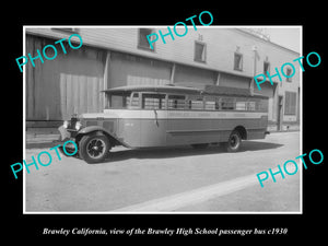 OLD LARGE HISTORIC PHOTO OF BRAWLEY CALIFORNIA, THE BRAWLEY HIGH SCHOOL BUS 1930