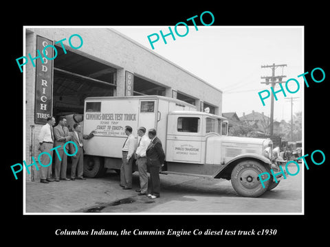 OLD LARGE HISTORIC PHOTO OF COLUMBUS INDIANA, THE CUMMINS DIESEL TEST TRUCK 1930