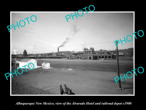 OLD LARGE HISTORIC PHOTO OF ALBUQUERQUE NEW MEXICO, THE RAIL DEPOT & HOTEL c1900