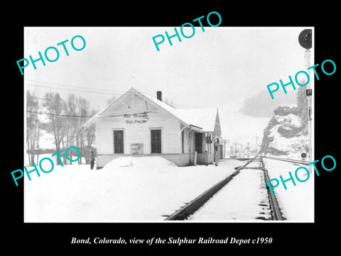 OLD LARGE HISTORIC PHOTO OF BOND COLORADO, SULPHUR RAILROAD DEPOT STATION c1950