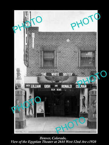 OLD LARGE HISTORIC PHOTO OF DENVER COLORADO, VIEW OF THE EGYPTIAN THEATER c1920
