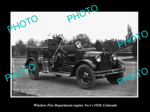 OLD LARGE HISTORIC PHOTO OF WINDSOR COLORADO, VIEW OF TOWN FIRE TRUCK c1920 2