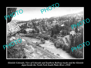 OLD LARGE HISTORIC PHOTO OF GENISLE COLORADO, THE TOWN & RAILROAD DEPOT c1910