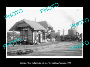 OLD LARGE HISTORIC PHOTO OF GRIZZLY FLATS CALIFORNIA, THE RAILROAD DEPOT c1930 1