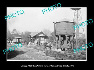 OLD LARGE HISTORIC PHOTO OF GRIZZLY FLATS CALIFORNIA, THE RAILROAD DEPOT c1930 2