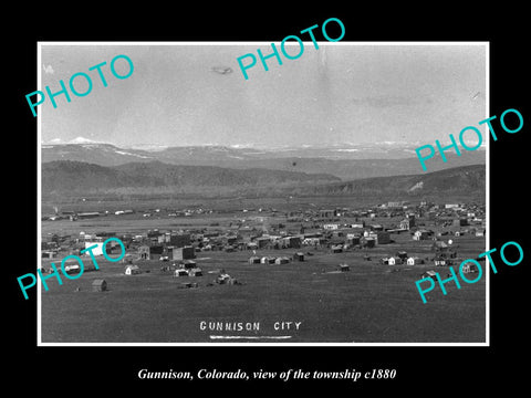 OLD LARGE HISTORIC PHOTO OF GUNNISON COLORADO, VIEW OF THE TOWNSHIP c18980