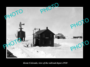 OLD LARGE HISTORIC PHOTO OF KEOTA COLORADO, THE RAILROAD DEPOT STATION c1910