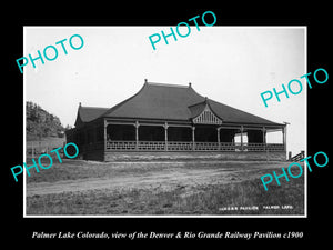 OLD LARGE HISTORIC PHOTO OF PALMER LAKE COLORADO, THE D&R RAILWAY PAVILION c1900