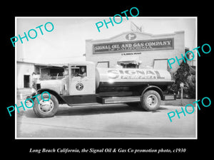 OLD LARGE HISTORIC PHOTO OF LONG BEACH CALIFORNIA, THE SIGNAL OIL Co PROMO c1930