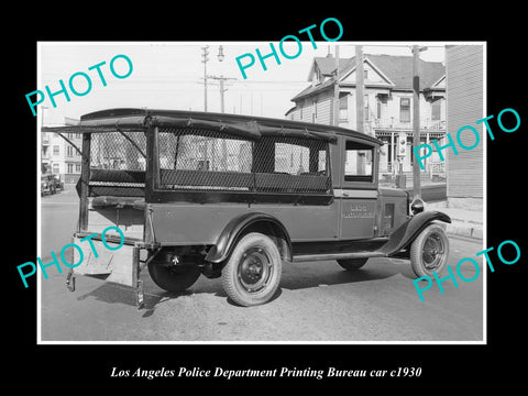 OLD LARGE HISTORIC PHOTO OF LOS ANGELES POLICE DEPARTMENT P/B CAR c1930, LAPD