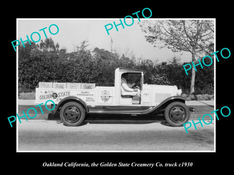 OLD LARGE HISTORIC PHOTO OF OAKLAND CALIFORNIA, THE GOLDEN STATE MILK TRUCK 1930