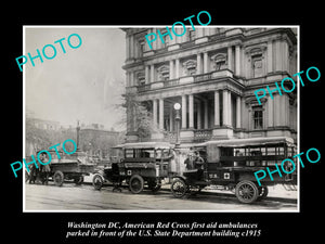 OLD LARGE HISTORIC PHOTO OF WASHINGTON DC THE AMERICAN RED CROSS AMBULANCE 1915