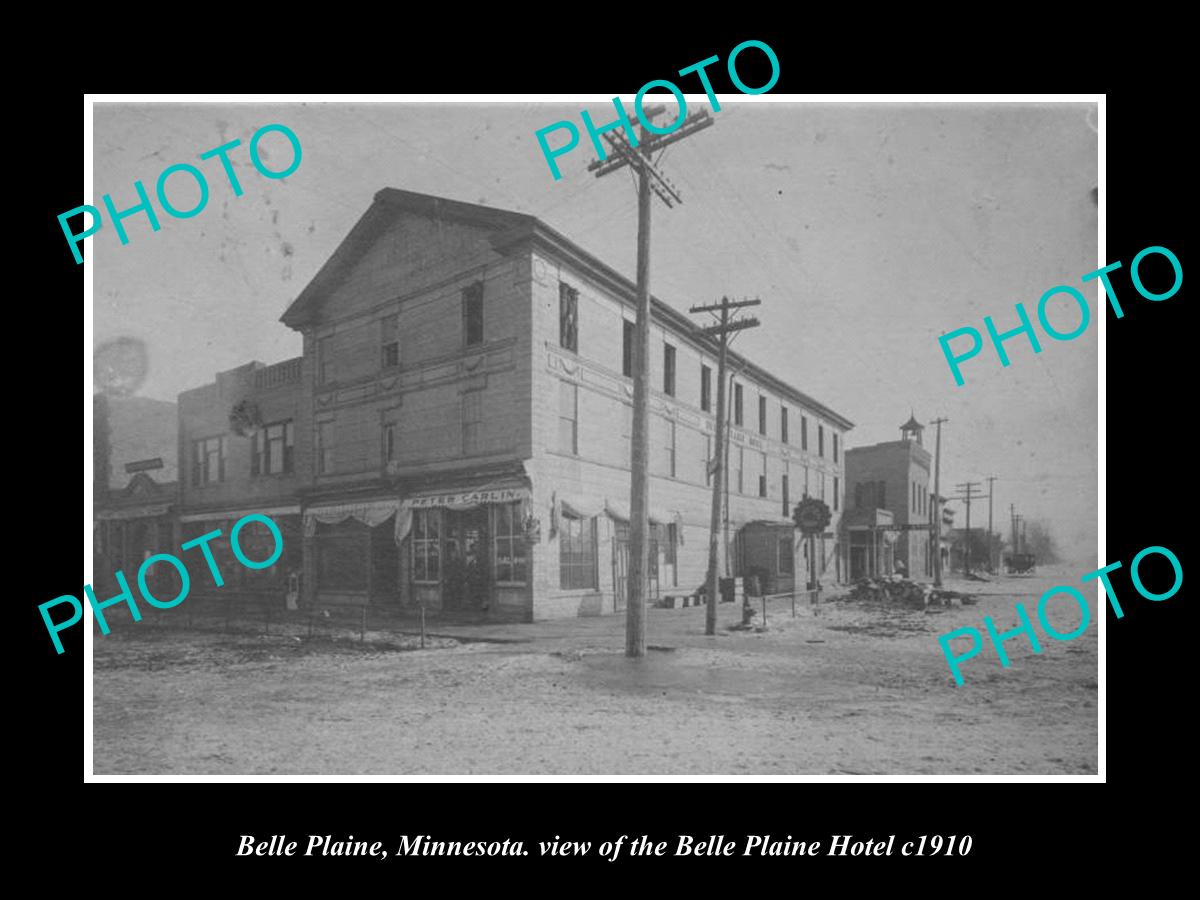 OLD LARGE HISTORIC PHOTO OF BELLE PLAINE MINNESOTA, THE BELLE PLAINE HOTEL c1910