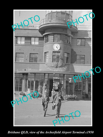 OLD LARGE HISTORIC PHOTO OF BRISBANE QLD, THE ARCHERFIELD AIRPORT TERMINAL c1950