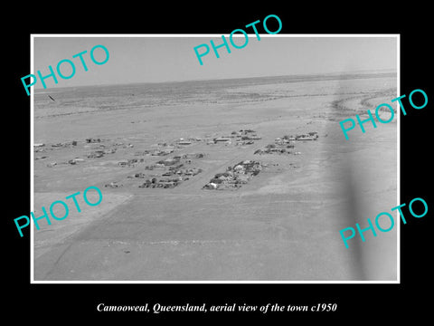 OLD LARGE HISTORIC PHOTO OF CAMOOWEAL QUEENSLAND, AERIAL VIEW OF THE TOWN c1950